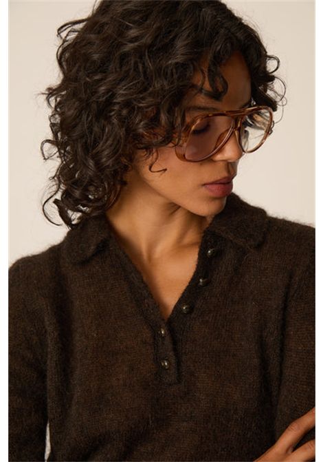 Des Petits Hauts Women's Billie Ourson Dark Brown Superfine Alpaca Polo Sweater Des Petits Hauts |  | 1H26005507177